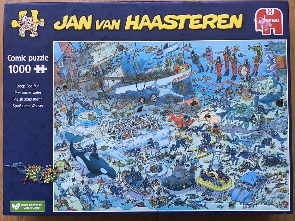 Jan van Haasteren Pret onder water. 1000 stukjes, Ophalen of Verzenden, 500 t/m 1500 stukjes, Legpuzzel