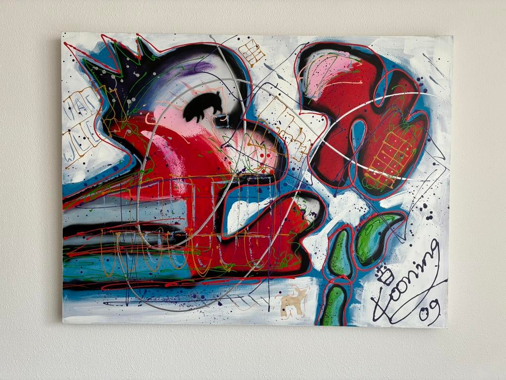 Kooning 09 - Acryl schilderij 120*90 cm, Ophalen