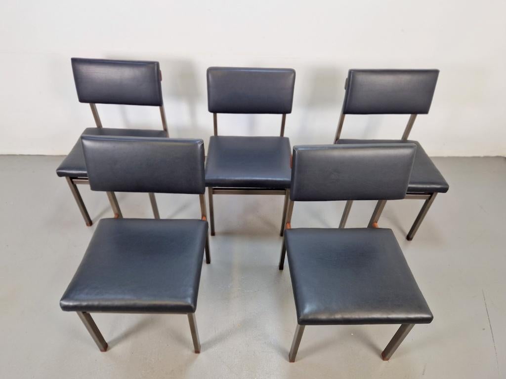 5 PALI Eetkamerstoelen & Tafel Louis van Teeffelen Wébé 1960, Ophalen, N, Vintage, 4 tot 6 stoelen