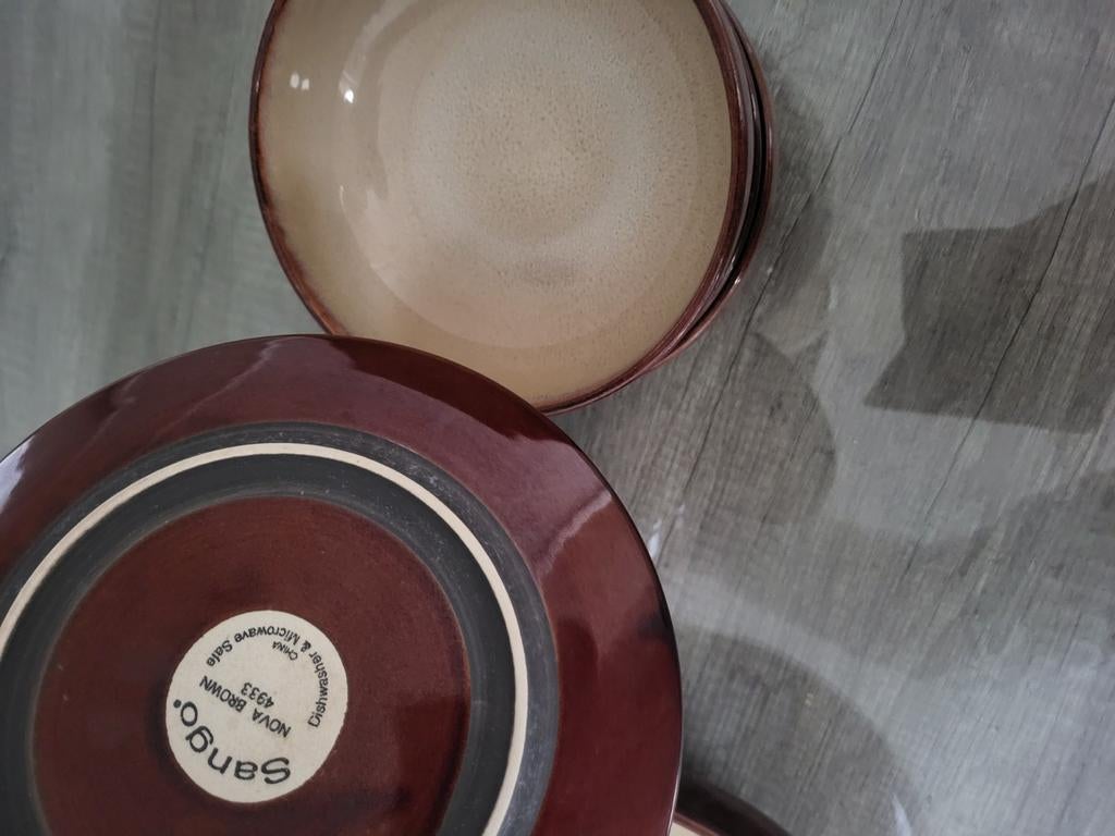 Sango Nova Brown kommen en borden set bruin beige nude 💫, Keramiek, Ophalen of Verzenden, Zo goed als nieuw, Kom(men)