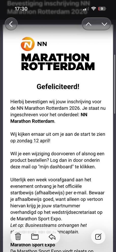 NN Marathon Rotterdam, Ophalen of Verzenden, Zo goed als nieuw, Overige typen, Overige merken