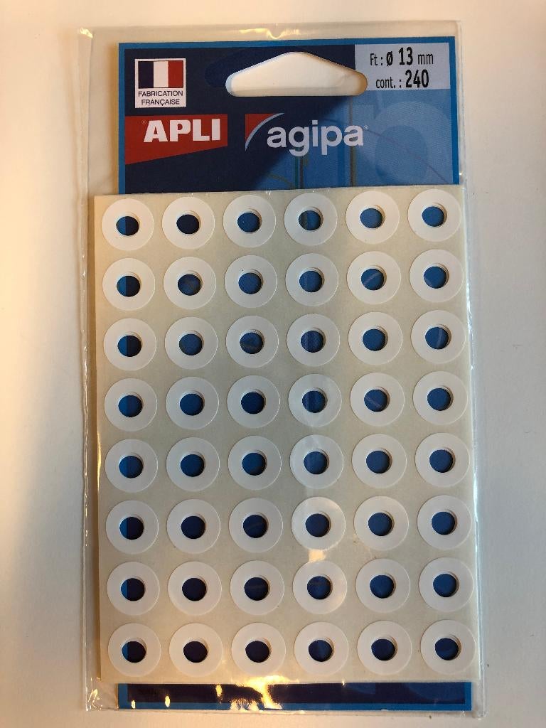 Etiketten 13 mm versterkingsringen Agipa, Diversen, Ophalen of Verzenden, Nieuw