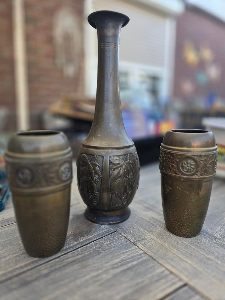 Antieke bronzen vazen Jugendstil, Ophalen of Verzenden