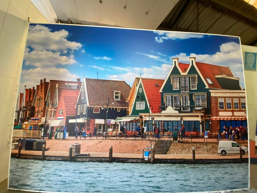 Volendam print, gebruikt in optochtwagen, Ophalen, Versiering