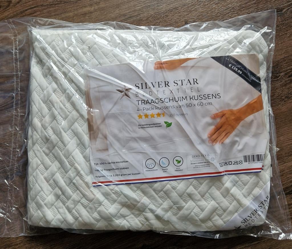 Silver Star hoofdkussens, Huis en Inrichting, Slaapkamer | Beddengoed, Eenpersoons, Wit, Nieuw, Ophalen of Verzenden