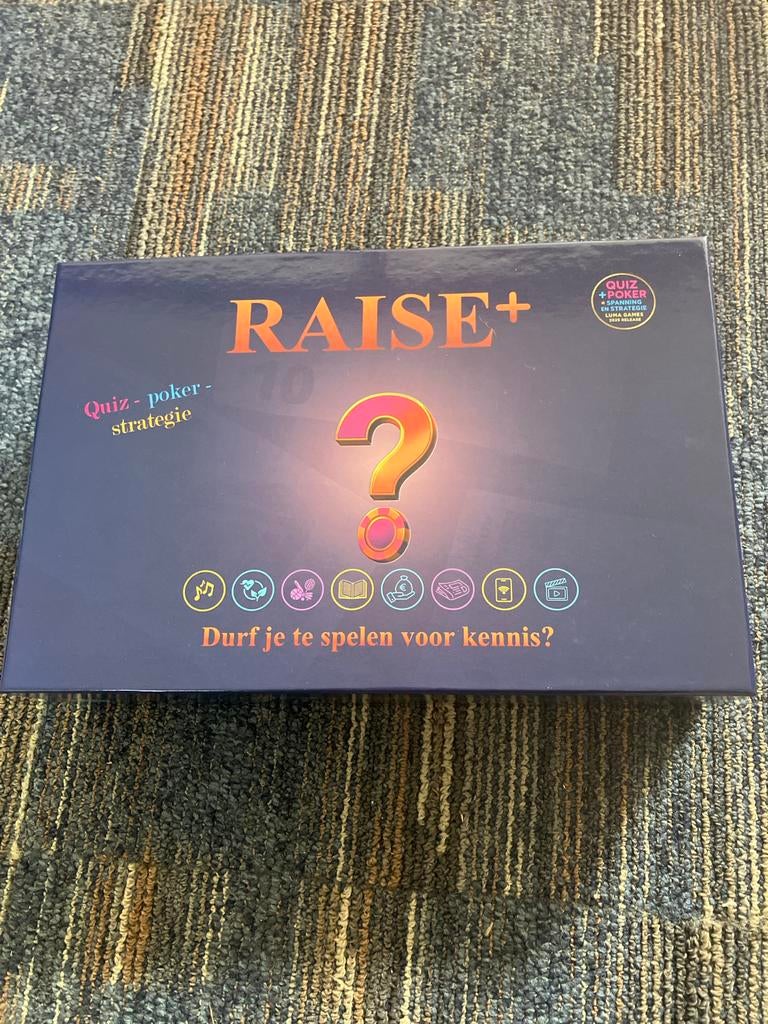 RAISE+ Quiz- en pokerstrategie spel - Nieuw in doos, Drie of vier spelers, Ophalen of Verzenden, Nieuw