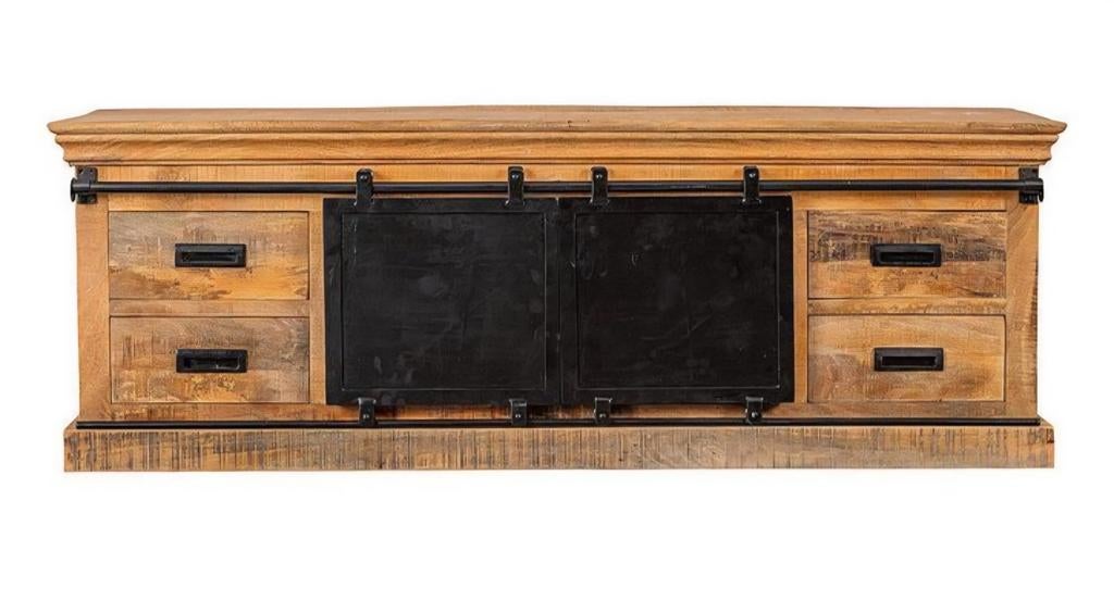 Stevige tv meubel van mangohout., Huis en Inrichting, Kasten | Televisiemeubels, Ophalen, 100 tot 150 cm, Zo goed als nieuw, Minder dan 100 cm