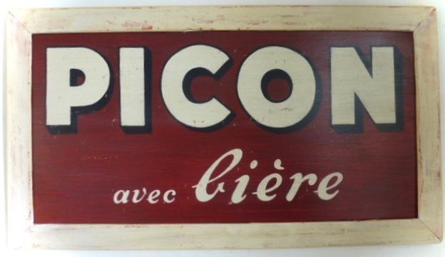 Houten geschilderd reclamebord / Picon / Frankrijk / etalage, Verzamelen, Merken en Reclamevoorwerpen, Reclamebord, Zo goed als nieuw