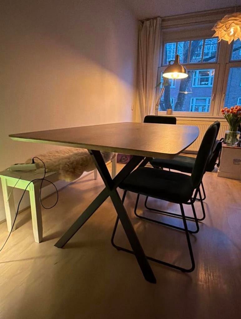 Eettafel met 3 stoelen, Ophalen, Gebruikt, 50 tot 100 cm, 150 tot 200 cm