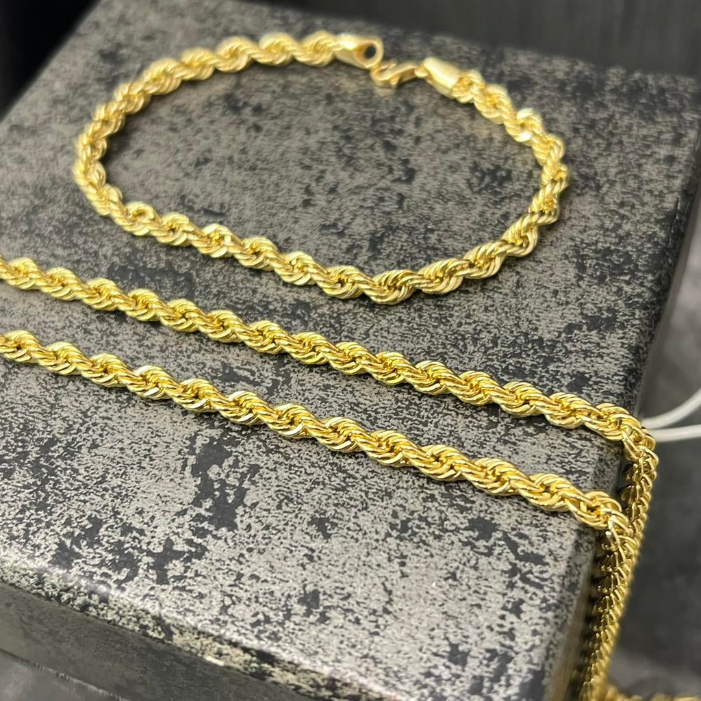 14 karaat gouden ketting armband rope schakel chain, Sieraden, Tassen en Uiterlijk, Kettingen, Ophalen of Verzenden, Nieuw, Goud