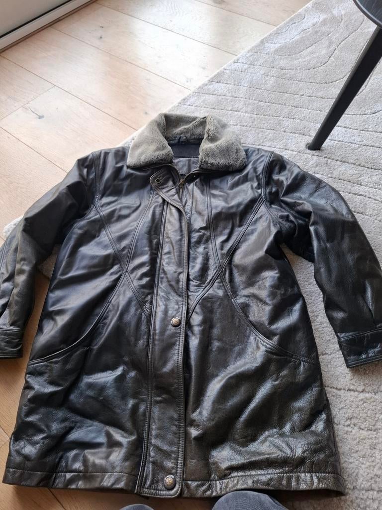 Glovsl leather retro leren jas dames mt 40 L, Zwart, Maat 42/44 (L), Gedragen, Global leather