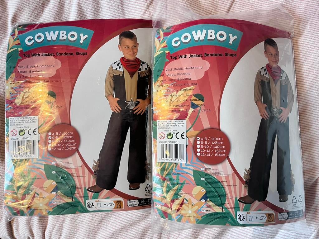 1x carnaval cowboypak 128 NIEUW, Ophalen of Verzenden, Nieuw, 122 t/m 128, Jongen of Meisje