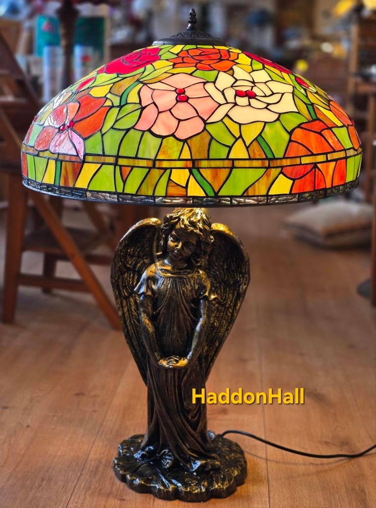 Enorme Grote Tafellamp Tiffany H83cm 57cm doorsnede, Ophalen, Glas