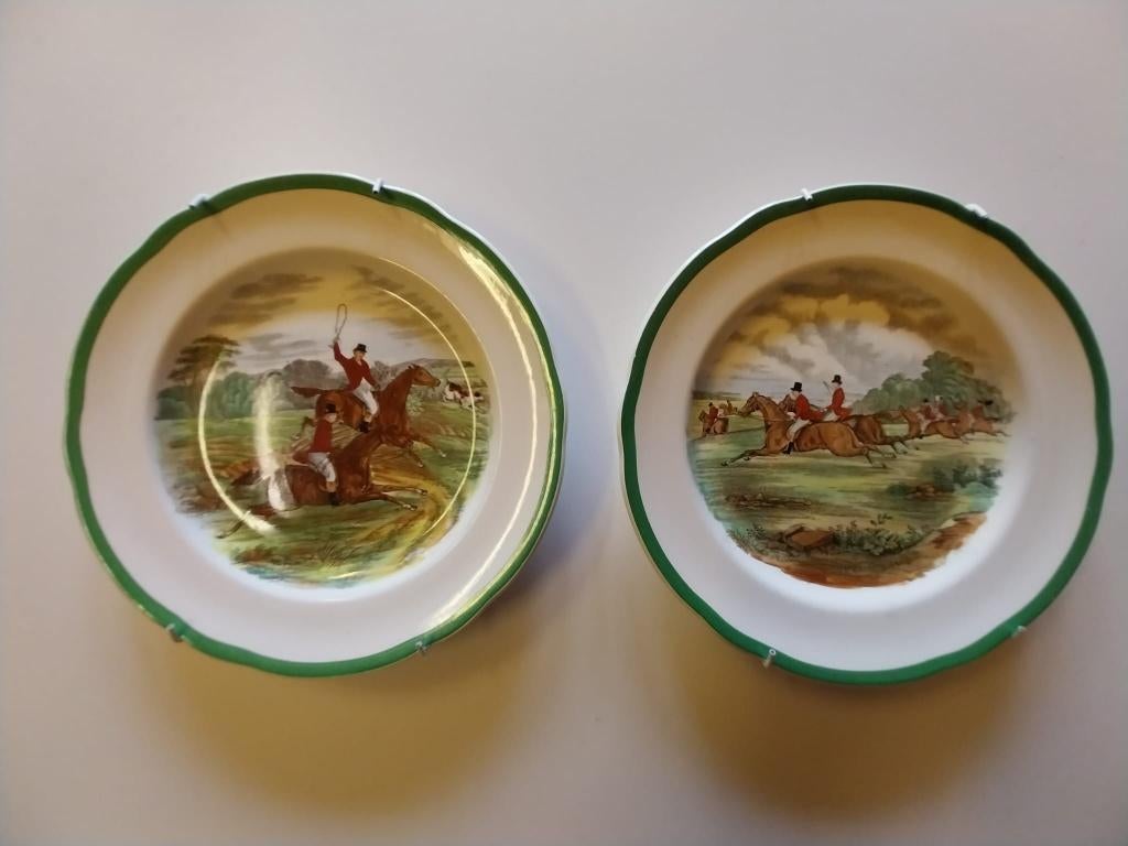 2 antieke Copeland Spode borden - Collectie "The Hunt", Antiek en Kunst, Antiek | Servies los, Ophalen of Verzenden