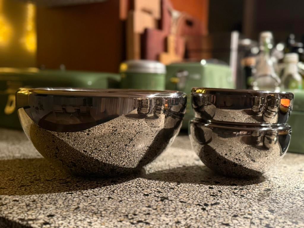 Rvs schalen oa Bodum Midora Schalen Set C. Jörgensen Design, Huis en Inrichting, Ophalen of Verzenden, Gebruikt, Rvs, Pot, Bus of Blik