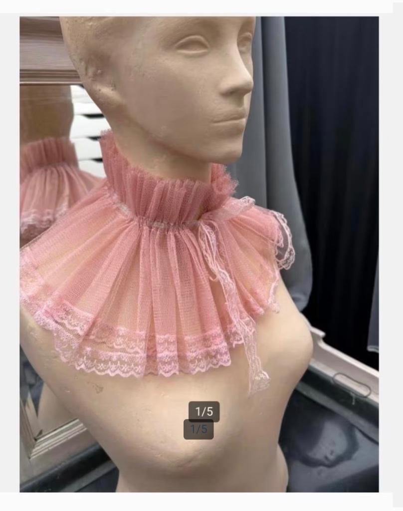 Roze kanten kraag -tule, voor bv. paspop, Ophalen of Verzenden