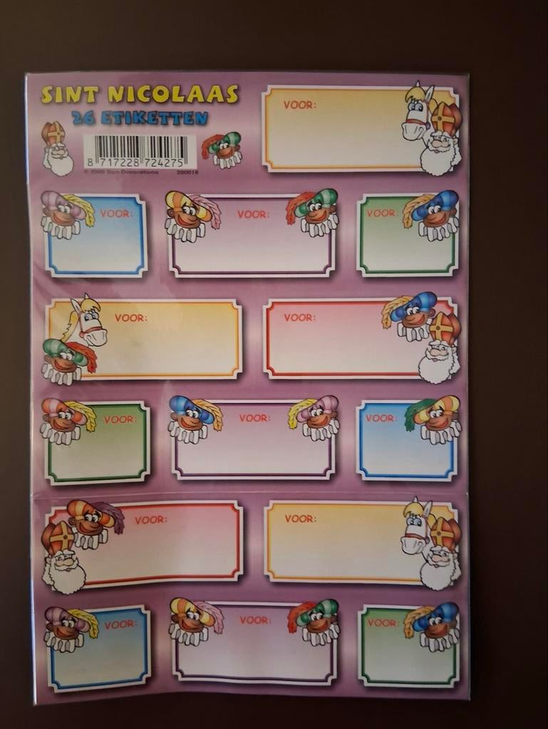 Sinterklaas etiket stickers en schrijfvellen, Diversen, Ophalen of Verzenden, Nieuw
