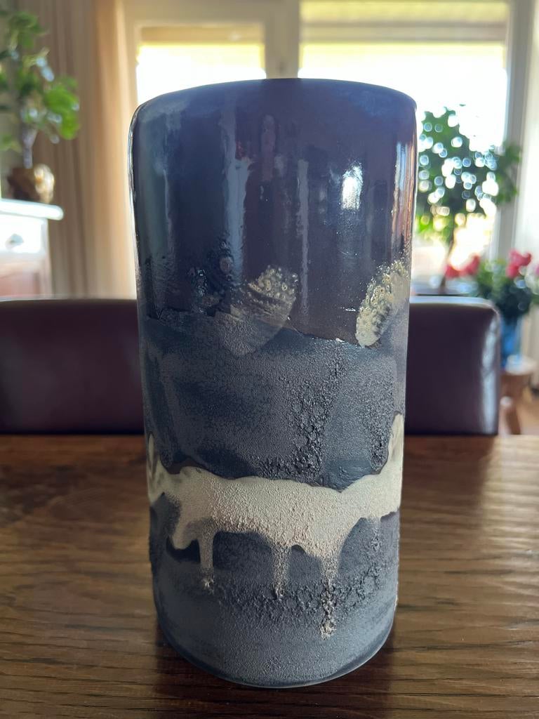 Gesigneerde Vintage Cylinder Keramiek vaas, Antiek en Kunst, Antiek | Keramiek en Aardewerk, Ophalen of Verzenden