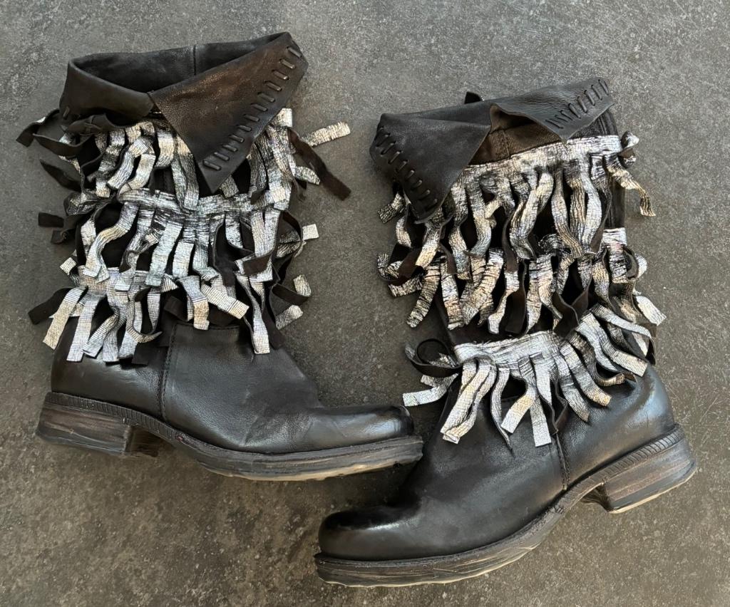 Airstep / AS98 laarzen met franje zwart/zilver maat 38, Zwart, Airstep, Lage of Enkellaarzen, Ophalen of Verzenden