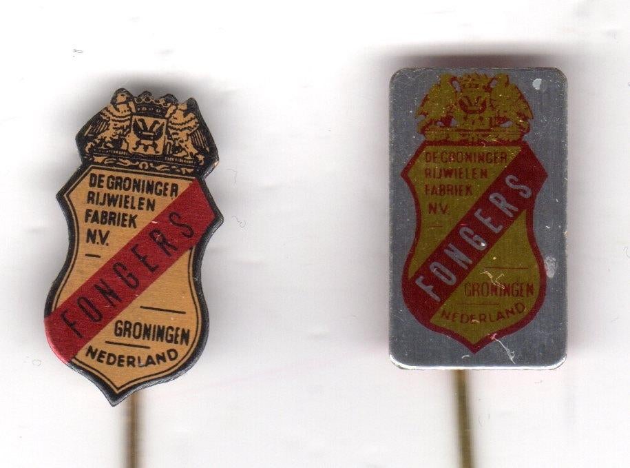 2 speldjes FONGERS RIJWIELFABRIEK FIETS GRONINGEN (A9), Ophalen of Verzenden, Gebruikt, Overige onderwerpen