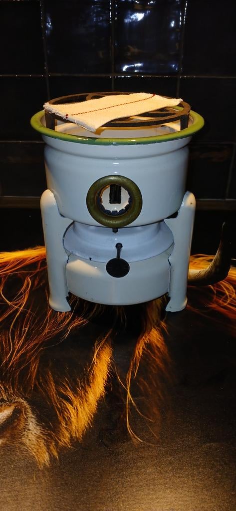 1 pits crème kleur petroleumstel met groene rand, Ophalen of Verzenden