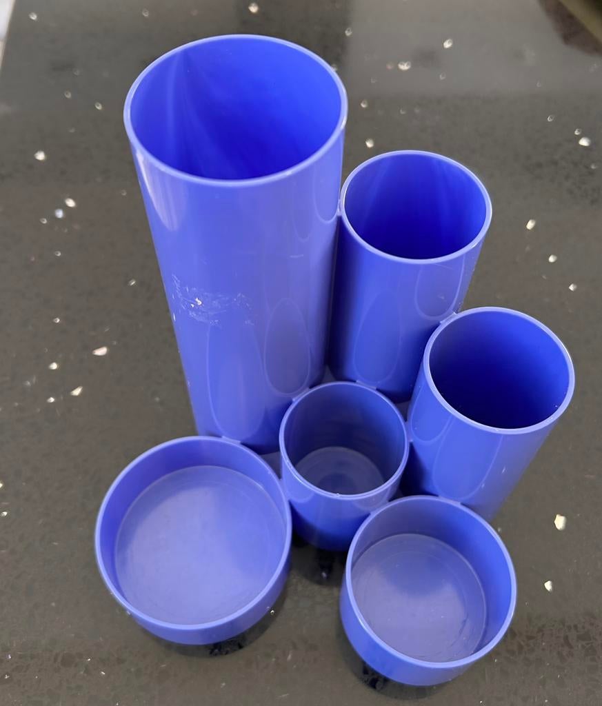 Retro vintage pennenbakje / desk organizer – blauw –, Ophalen of Verzenden, Zo goed als nieuw, Blauw