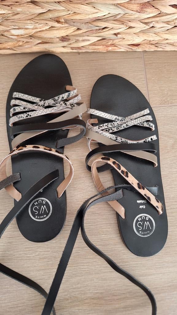Sandalen dierenprint leer bandjes gladiator 40, Overige kleuren, White Sun, Zo goed als nieuw, Sandalen of Muiltjes