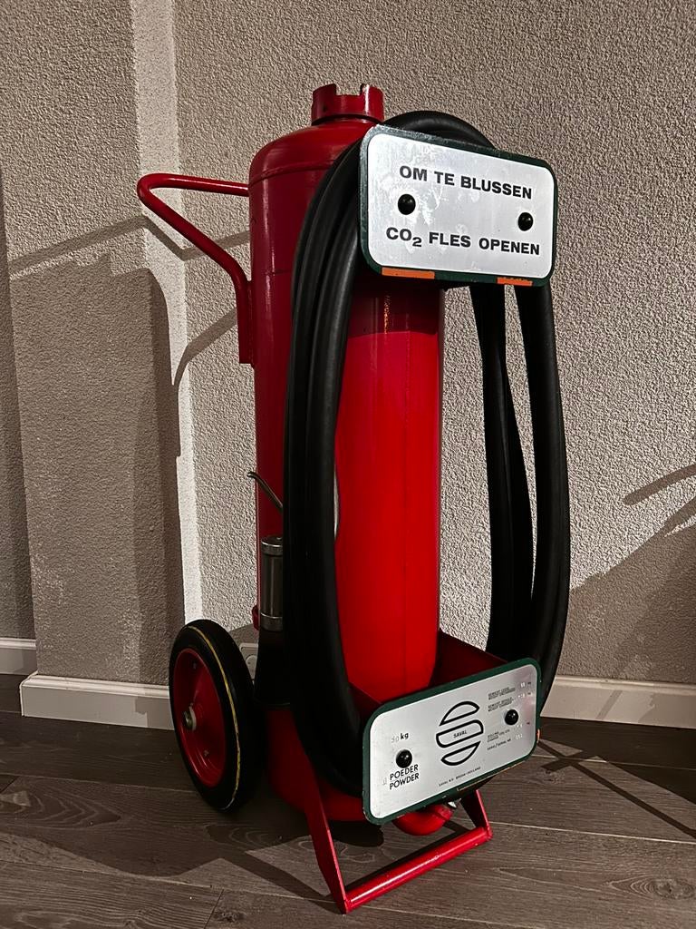 Poederwagen poederblusser brandblusser, Huis en Inrichting, Brandblussers en Brandkasten, Ophalen, Zo goed als nieuw, Brandblusser