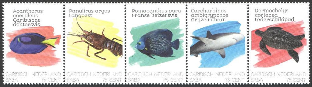 Caribisch Nederland 235 strip v 5 postfris Saba 2020, Ophalen of Verzenden, Postfris