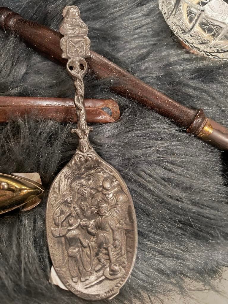 Tinnen lepel van Jan Steen de tandmeester, Antiek en Kunst, Ophalen of Verzenden