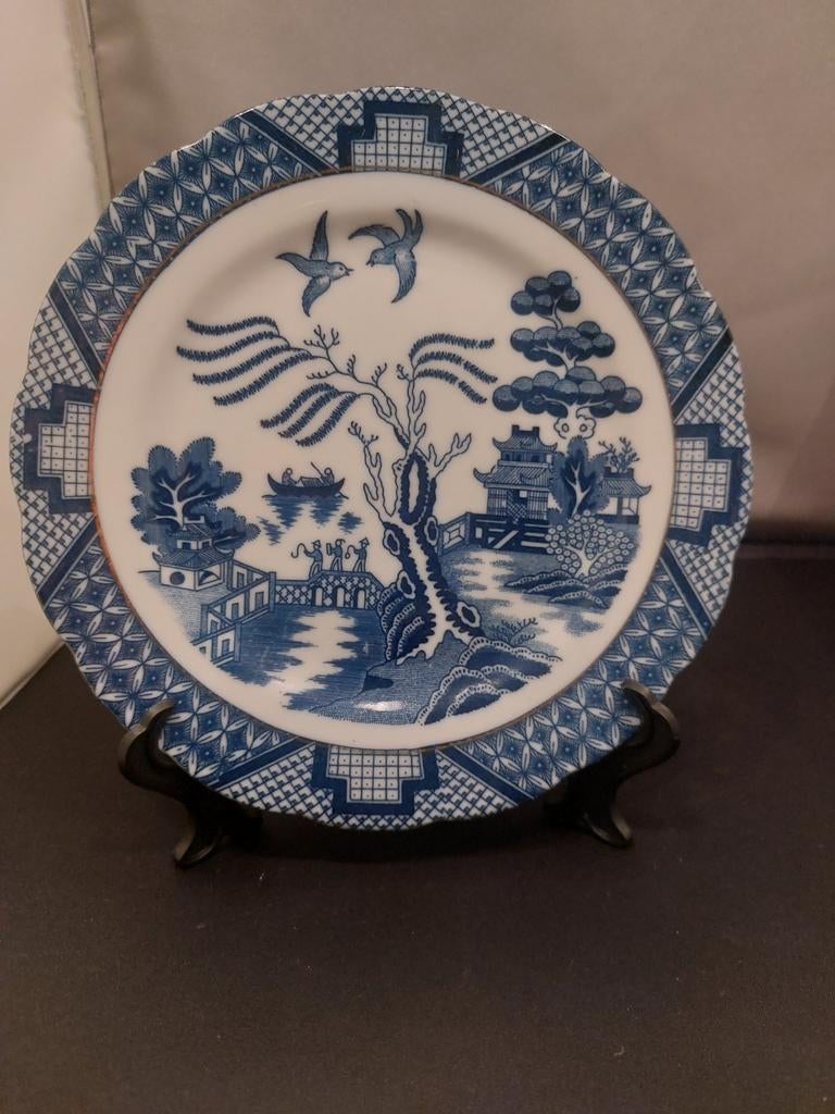 6 bordjes keramiek decor Blue Willow doorsnede 19 cm, Antiek en Kunst, Antiek | Wandborden en Tegels, Ophalen