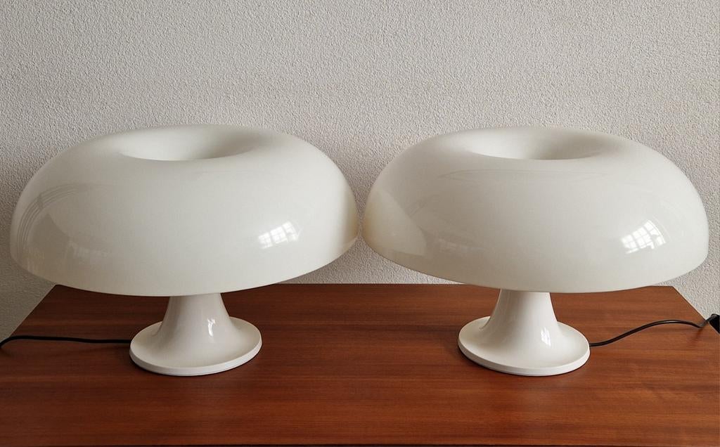 Set Nesso tafellampen Giancarlo Mattioli, Artemide Milano., Huis en Inrichting, Lampen | Tafellampen, Space Age, Kunststof, Ophalen of Verzenden