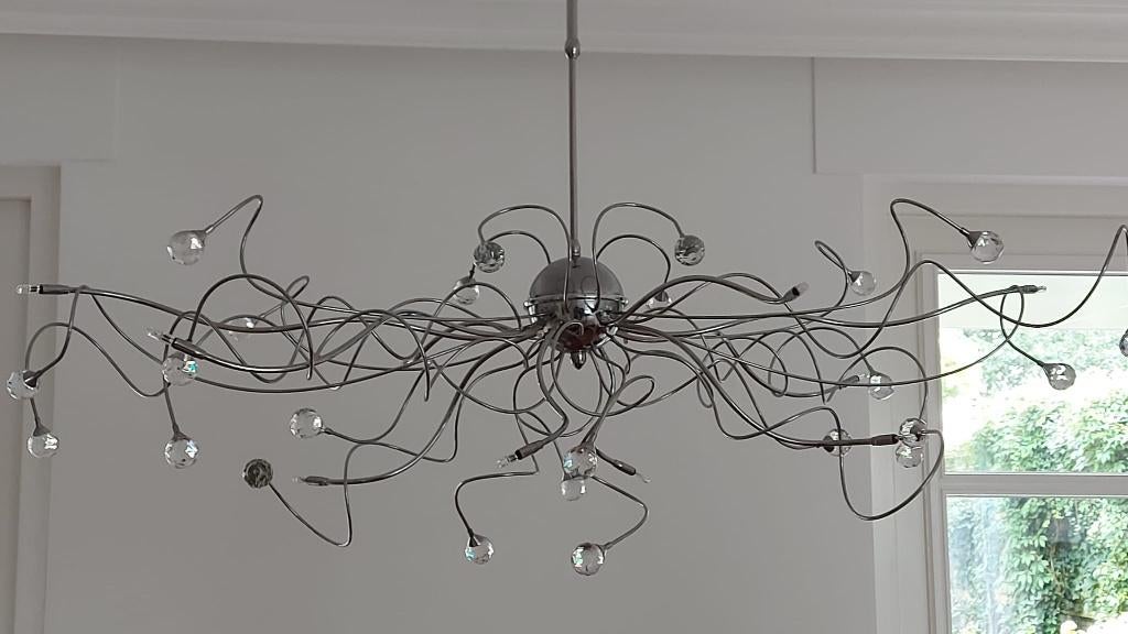 sierlijke hanglamp voor boven eettafel, Ophalen, Zo goed als nieuw, Glas, 75 cm of meer