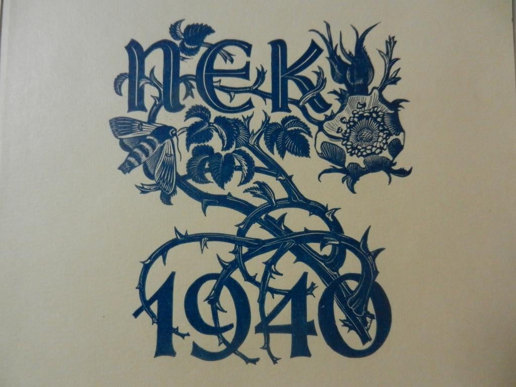 Blauwe Gravure Dirk van Gelder NL Exlibris Kring 1940 gesign, Ophalen of Verzenden