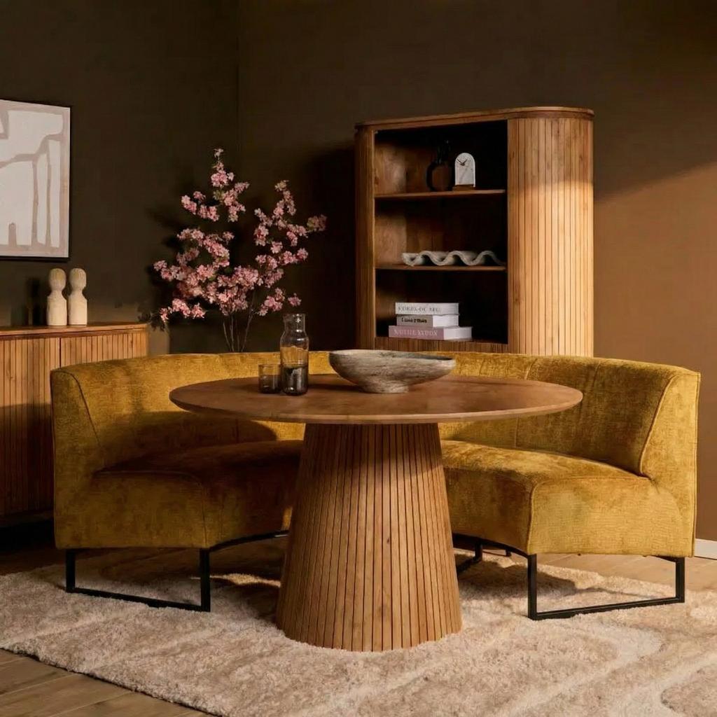 Ronde Eetkamerbank Olga - Geschikt voor ronde tafel, Ophalen, Overige materialen, Info@mokana.nl, 150 tot 200 cm