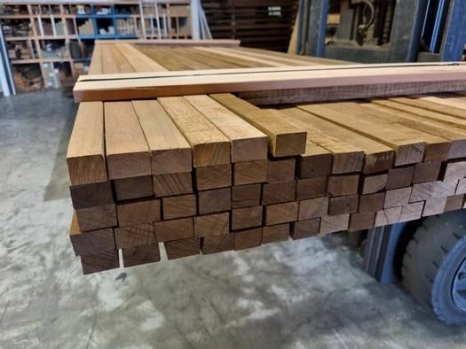 286 meter hardhouten latten fijnbezaagd - nr: HP203, Tuin en Terras, Ophalen, Planken, Nieuw, Hardhout