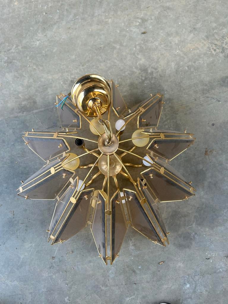 Vintage Hollywood Regency Stijl Hanglamp, Huis en Inrichting, Ophalen, Gebruikt, Glas