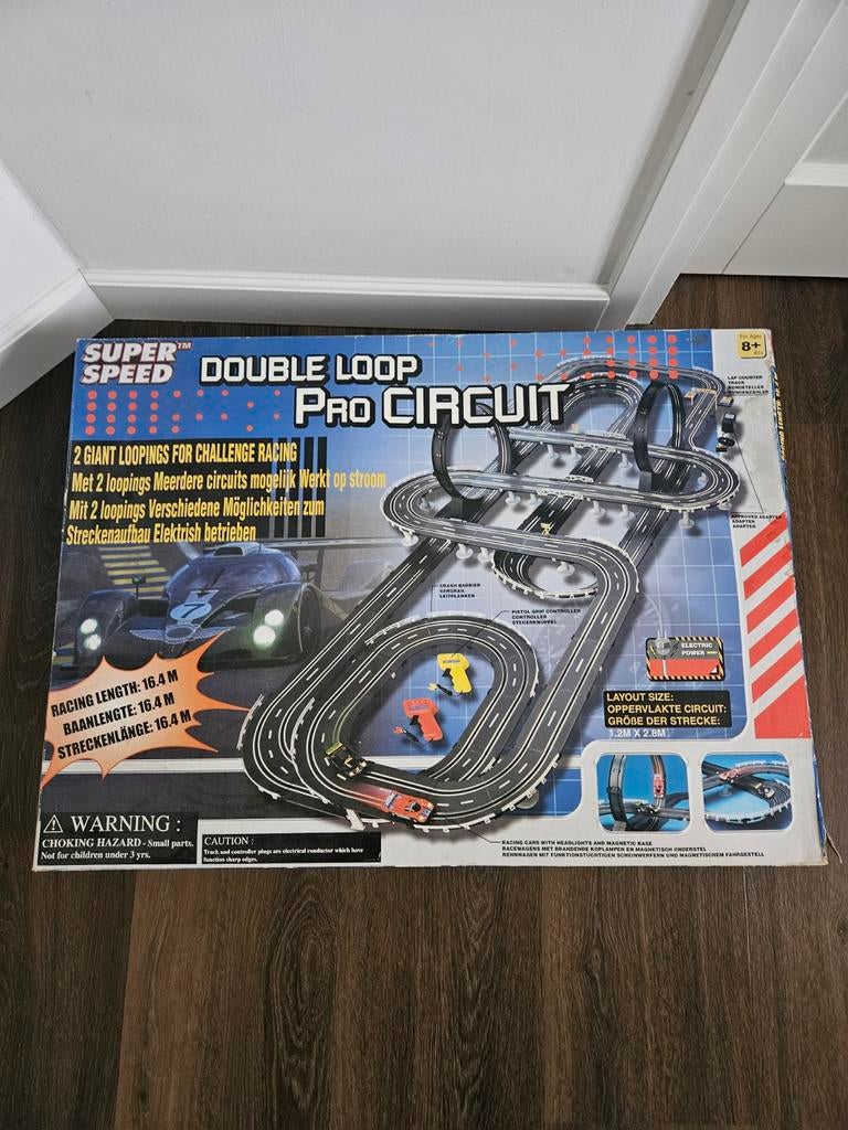 Super Speed Double Loop Racebaan, Racebaan, Zo goed als nieuw, Met looping, Elektrisch