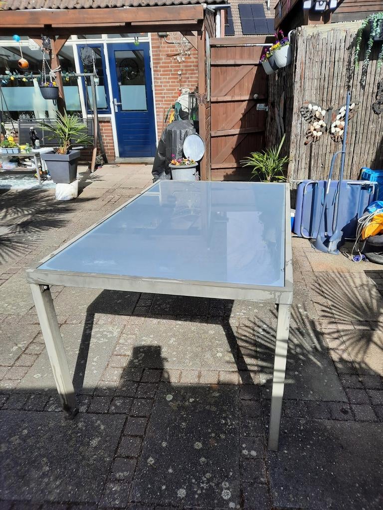 Gratis tuintafel met glazen blad ophalen, Ophalen, Gebruikt, Metaal, Overige typen