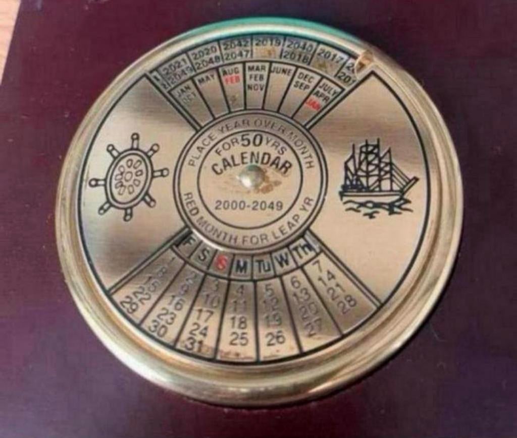 Unieke 50 jaars zware messing kalender in mooie cassette, Ophalen of Verzenden, Jaarkalender, Zo goed als nieuw