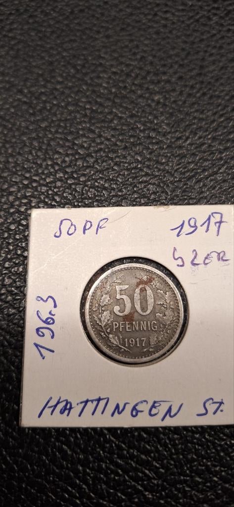 Duits notgeld 50 pfennig 1917 hattingen ijzer, Ophalen of Verzenden, Duitsland