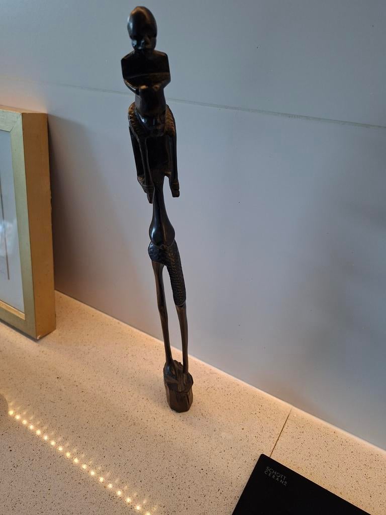 Afrikaans houten beeldje - Moeder en kind, Antiek en Kunst, Kunst | Niet-Westerse kunst, Ophalen