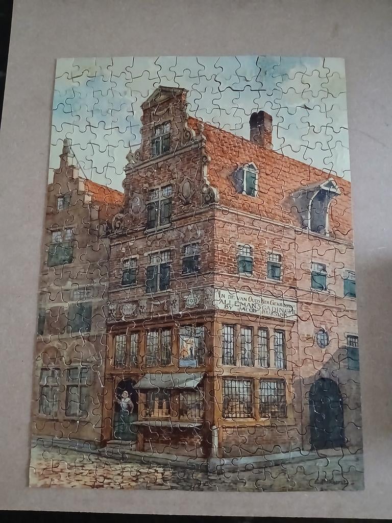 puzzel vintage  pand Deventer Bussink koek 1935, Hobby en Vrije tijd, Denksport en Puzzels, Gebruikt, Legpuzzel, Minder dan 500 stukjes