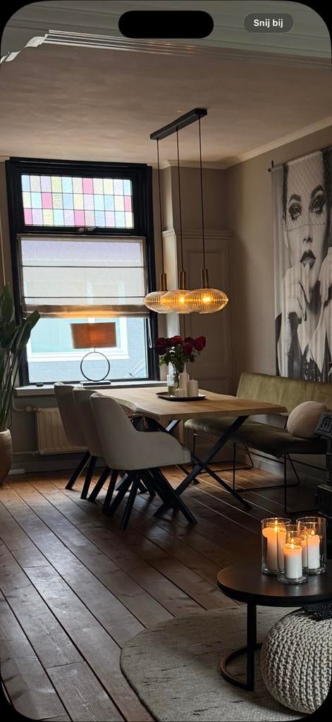 Mooie eikenhouten eettafel 220x90 cm, Huis en Inrichting, Tafels | Eettafels, Ophalen, Gebruikt, Eikenhout, 200 cm of meer