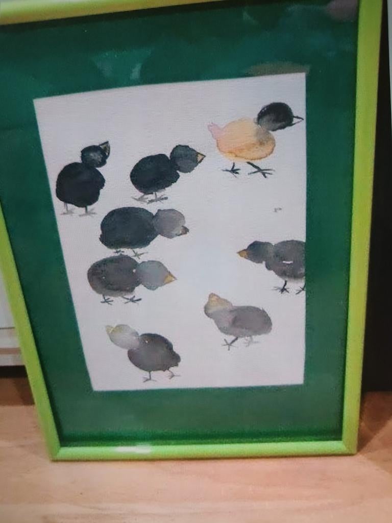 2 getekende schilderijtjes, Ophalen, Hout, Minder dan 50 cm, Minder dan 50 cm