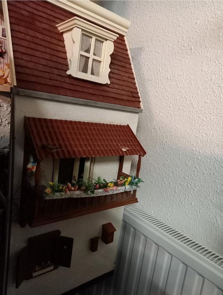 Prachtig houten poppenhuis grachten pand popjes+meubels 1:12, Ophalen, Poppenhuis