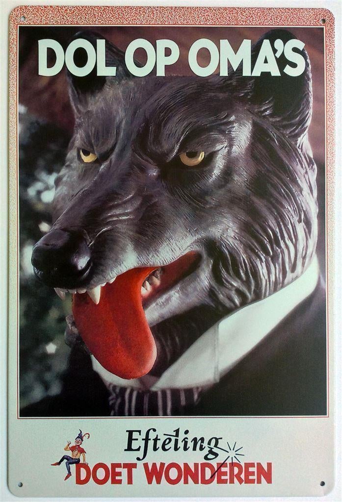 EFTELING anton Pieck boze wolf Metalen Reclamebord ., Verzenden, Nieuw, Beeldje of Poppetje
