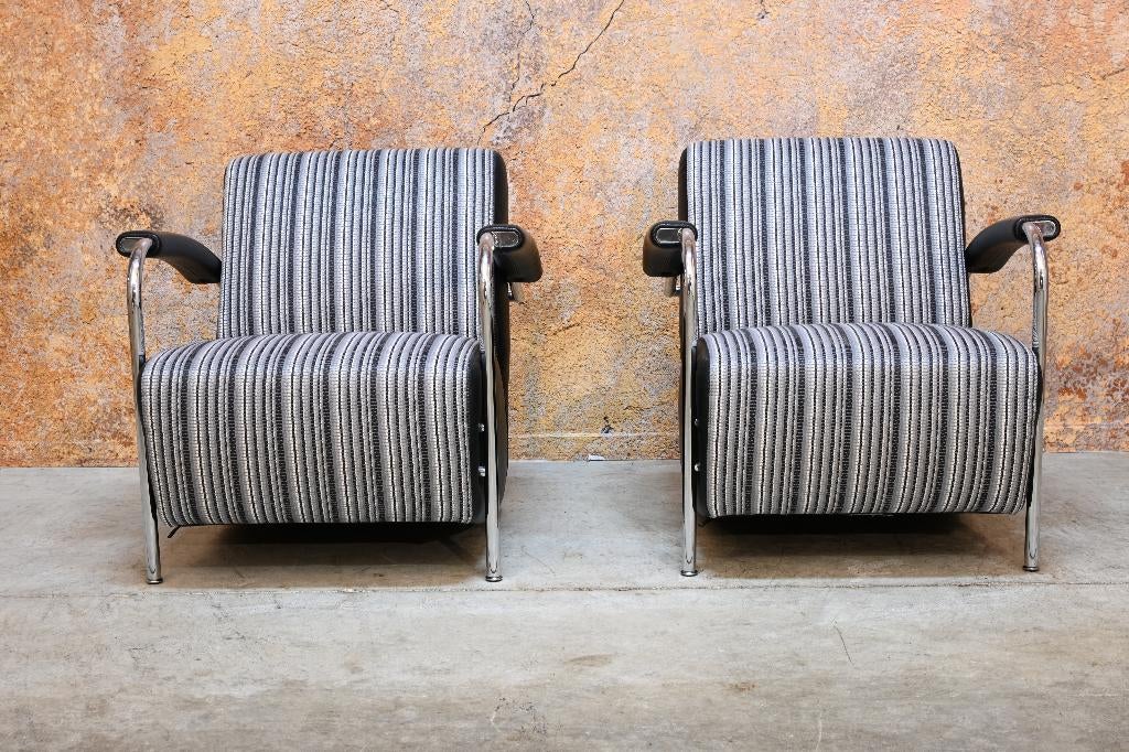 ZGANieuw twee stoffen Leolux Scylla design fauteuils, Leolux, Leer, 75 tot 100 cm, Ophalen of Verzenden