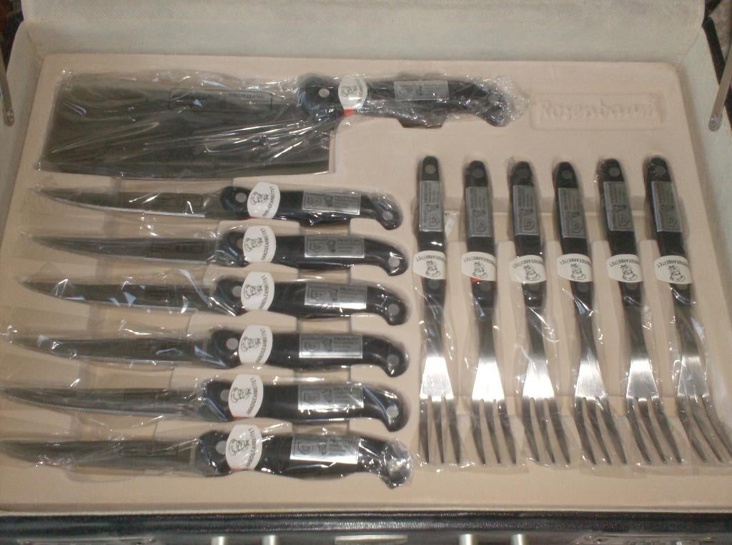 koffer vol messen onderste laag nog nieuw in plastix, Ophalen of Verzenden, Nieuw, Rvs of Chroom, Bestekset