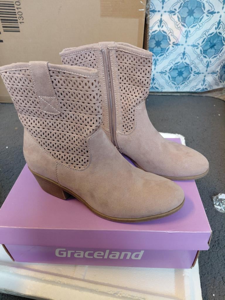 Graceland suède laarsjes maat 39 nieuw in doos, Beige, Lage of Enkellaarzen, Nieuw, Ophalen of Verzenden